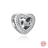 925 Silver Family Pendant Dad Charm Love Bead Bracelet Jewelry Gift