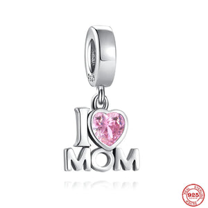 925 Silver Family Pendant Dad Charm Love Bead Bracelet Jewelry Gift