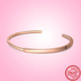 925 Silver Bangle Classic Rose Open I-D Bangle Fit Pandora