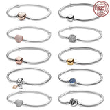 925 Silver Disc Buckle Bracelet with DIY Charm Beads