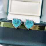 925 Silver Heart Tourmaline Finger Ring Women Paraiba Jewelry