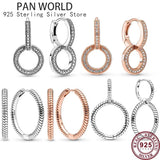 925 Sterling Silver Double Ring Women's Pan Earrings