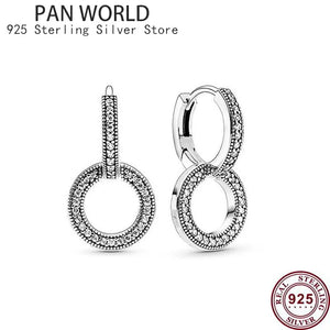 925 Sterling Silver Double Ring Women's Pan Earrings