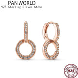 925 Sterling Silver Double Ring Women's Pan Earrings
