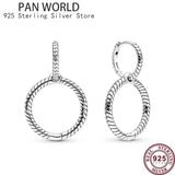 925 Sterling Silver Double Ring Women's Pan Earrings