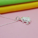 925 Silver Frog Pendant Charm Necklace for Women