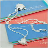 925 Silver Frog Pendant Charm Necklace for Women