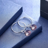 925 Silver Crystal Hoop Earrings for Women - Anniversary Jewelry