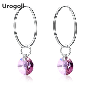 925 Silver Crystal Hoop Earrings for Women - Anniversary Jewelry