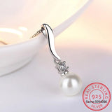 925 Silver Pearl Zircon Pendant Necklaces 40 & 45+5cm