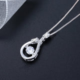 925 Silver Rose Flower Pendant Necklace with Zircon Charm