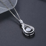 925 Silver Rose Flower Pendant Necklace with Zircon Charm