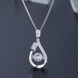 925 Silver Rose Flower Pendant Necklace with Zircon Charm
