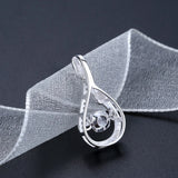 925 Silver Rose Flower Pendant Necklace with Zircon Charm