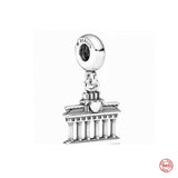 925 Sterling Silver Fine Bead Castle And Boat Pendant