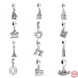 925 Sterling Silver Fine Bead Castle And Boat Pendant