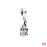 925 Sterling Silver Fine Bead Castle And Boat Pendant