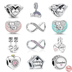 925 Sterling Silver Family Forever Pendant Charms DIY Jewelry Gift