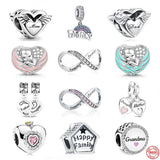 925 Sterling Silver Family Forever Pendant Charms DIY Jewelry Gift