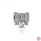 925 Silver Family Pendant Love Heart Sisters Dangle Charm for Bracelet