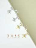 925 Silver French Crystal Star Stud Earrings Sparkling Women 18k Plated Jewelry