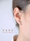 925 Silver French Crystal Star Stud Earrings Sparkling Women 18k Plated Jewelry