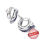 925 Silver Freshwater Pearls Hoop Earrings Personalized Gift