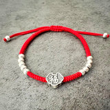 925 Silver Fu Charm Bracelet Red Thread Statement
