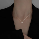 925 Sterling Silver Zircon Disc Choker Necklace Round Pendant Snake Chain