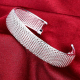 925 Silver Geometric Bangle Open Bracelet For Women Men
