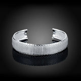 925 Silver Geometric Bangle Open Bracelet For Women Men