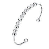 925 Silver Geometric Beads Open Bangles Bracelet