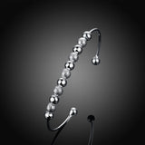 925 Silver Geometric Beads Open Bangles Bracelet