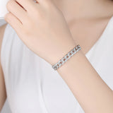 925 Silver Geometric Charm Bracelet for Women Girl Bangle