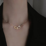 925 Silver Geometric Necklace with CZ Pendant for Girls