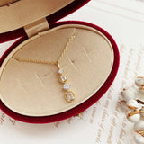 925 Silver Geometric Necklace Zircon Retro Pendant Clavicle Chain