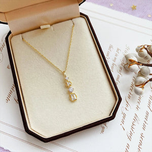 925 Silver Geometric Necklace Zircon Retro Pendant Clavicle Chain