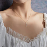 925 Silver Geometric Necklace Zircon Retro Pendant Clavicle Chain