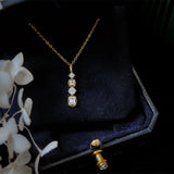 925 Silver Geometric Necklace Zircon Retro Pendant Clavicle Chain