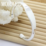 925 Silver Geometric Open Bangle Bracelet for Women
