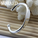 925 Silver Geometric Open Bangle Bracelet for Women