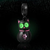 925 Silver Cat Dangle Charm Bead Pendant - Glow-in-the-dark - DIY Jewelry