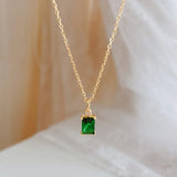 925 Silver Green Zircon Choker Pendant Necklace Gift NK143