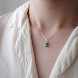 925 Silver Green Zircon Choker Pendant Necklace Gift NK143