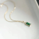 925 Silver Green Zircon Choker Pendant Necklace Gift NK143