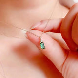 925 Silver Green Zircon Choker Pendant Necklace Gift NK143