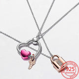 925 Silver Padlock & Key Dangle Charm for Bracelet