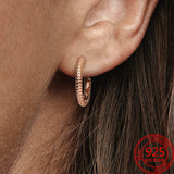 925 Silver & Rose Snake Bone Earrings Women's Jewelry
