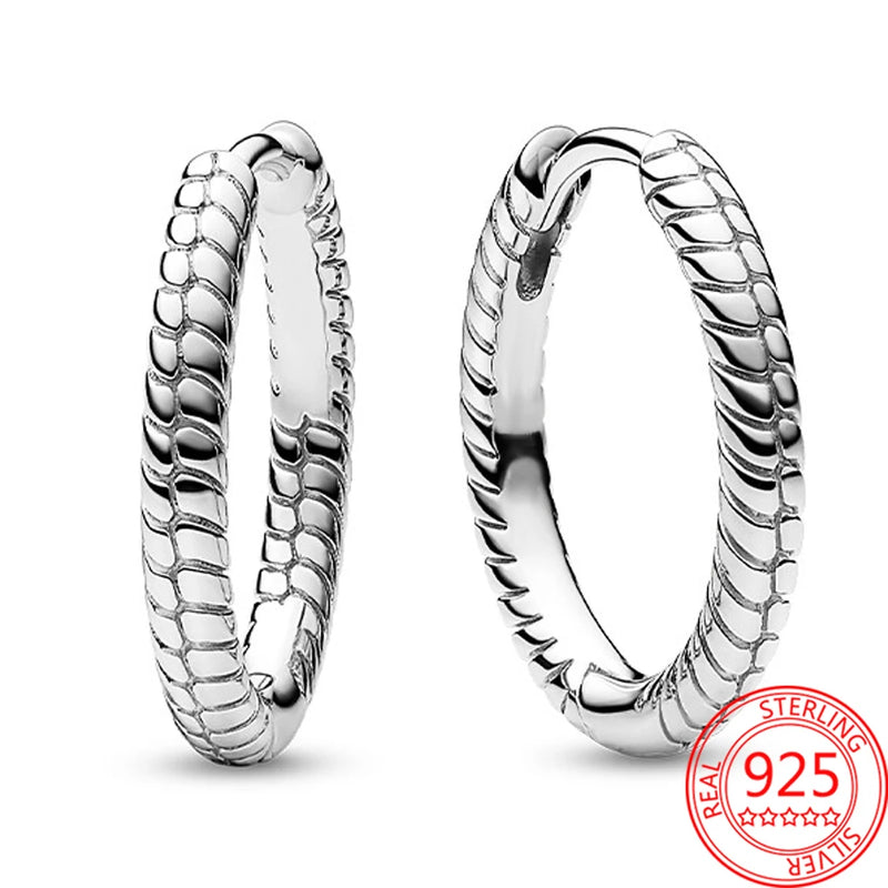 925 Silver & Rose Snake Bone Earrings Women's Jewelry