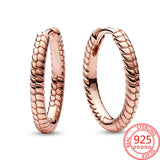 925 Silver & Rose Snake Bone Earrings Women's Jewelry